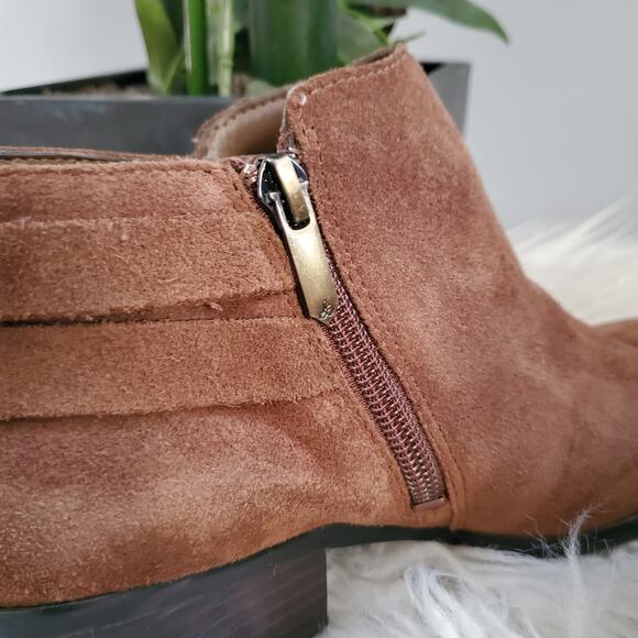 Sam Edelman Brown Suede Petal Booties Ankle Boots 7 - Picture 7 of 11
